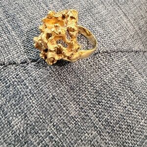 ❌❌❌ SOLD‼️❗️Solid 18K Yellow Gold Nugget Ring - 18.2g - Vintage brutalist style